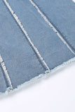 namcoverse Solid Color Raw Edge Strapless Denim Dress