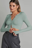 namcoverse Solid Color Ribbed Knitted Cardigan