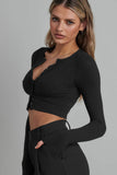 namcoverse Solid Color Ribbed Knitted Cardigan