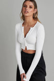 namcoverse Solid Color Ribbed Knitted Cardigan