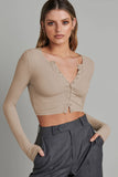 namcoverse Solid Color Ribbed Knitted Cardigan
