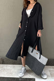 namcoverse Solid Color Single-breasted Slit Shirt Dress