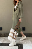 namcoverse Solid Color Single-breasted Slit Shirt Dress