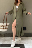 namcoverse Solid Color Single-breasted Slit Shirt Dress