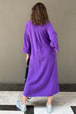 namcoverse Solid Color Single-breasted Slit Shirt Dress
