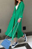 namcoverse Solid Color Single-breasted Slit Shirt Dress