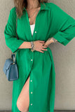 namcoverse Solid Color Single-breasted Slit Shirt Dress