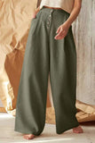 namcoverse Solid Color Single-breasted Wide Leg Long Pants