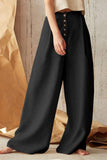 namcoverse Solid Color Single-breasted Wide Leg Long Pants