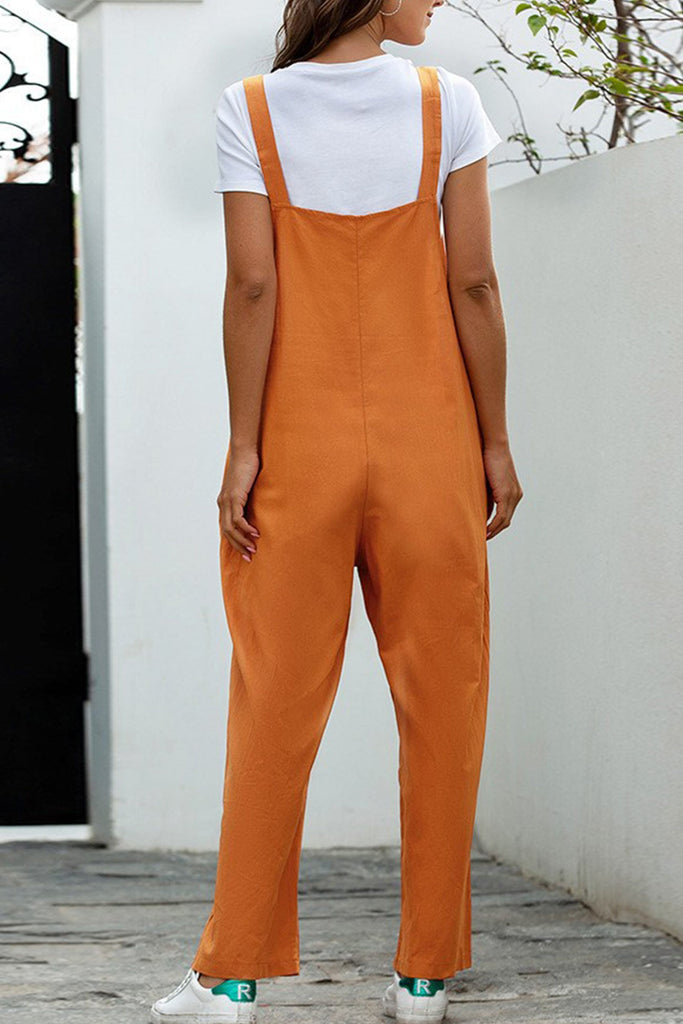 namcoverse Solid Color Sleeveless Long Pants Jumpsuits