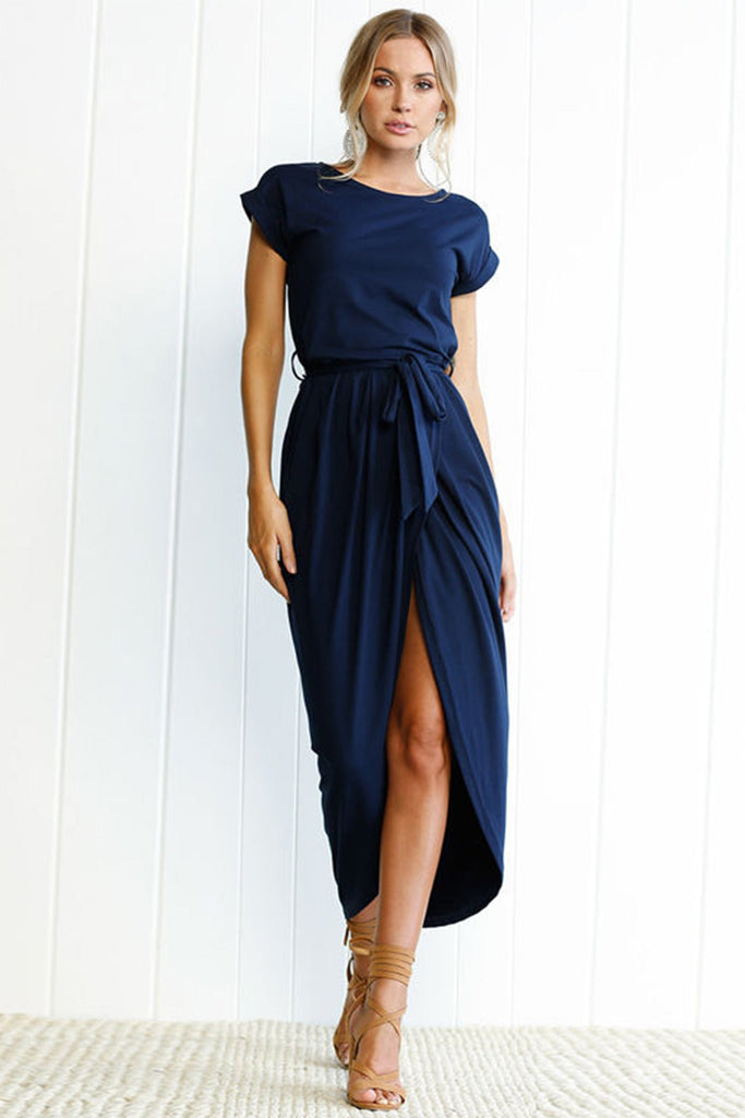 namcoverse Solid Color Strappy Irregular Dress