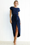 namcoverse Solid Color Strappy Irregular Dress