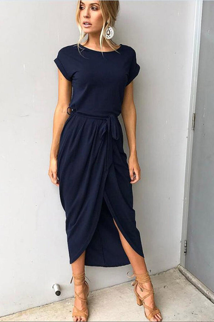 namcoverse Solid Color Strappy Irregular Dress