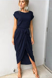 namcoverse Solid Color Strappy Irregular Dress