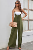 namcoverse Solid Color Tie Back Wide Leg Jumpsuits