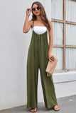 namcoverse Solid Color Tie Back Wide Leg Jumpsuits