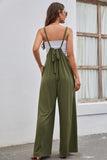 namcoverse Solid Color Tie Back Wide Leg Jumpsuits