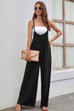 namcoverse Solid Color Tie Back Wide Leg Jumpsuits