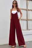 namcoverse Solid Color Tie Back Wide Leg Jumpsuits