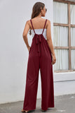 namcoverse Solid Color Tie Back Wide Leg Jumpsuits