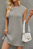 namcoverse Solid Color Tie-up Side Slit Knit Tank Dress