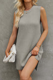 namcoverse Solid Color Tie-up Side Slit Knit Tank Dress