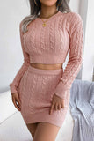 namcoverse Solid Color Twist knitted Two-Piece Skirt Set