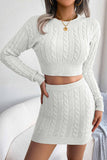 namcoverse Solid Color Twist knitted Two-Piece Skirt Set