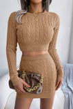 namcoverse Solid Color Twist knitted Two-Piece Skirt Set