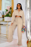 namcoverse Solid Crop Shirt Wide Leg Long Pants Suits