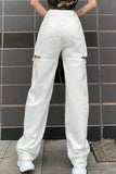 namcoverse Solid Distressed Straight Jeans