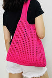 namcoverse Solid Hollow Out Knit Shoulder Bag