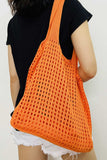 namcoverse Solid Hollow Out Knit Shoulder Bag