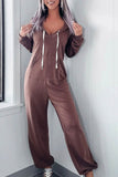 namcoverse Solid Hooded Jumpsuits