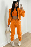 namcoverse Solid Hoodie Vest Three-piece Pants Suits