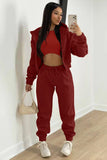 namcoverse Solid Hoodie Vest Three-piece Pants Suits