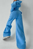 namcoverse Solid Hoodie Wide Leg Long Pants Suits