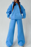 namcoverse Solid Hoodie Wide Leg Long Pants Suits