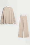 namcoverse Solid Long Sleeve Slit Sweater Long Pants Set