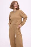 namcoverse Waffle Solid Pullover Top & Knit Wide Pants