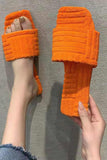 namcoverse Solid Square Toe Towel Sandals