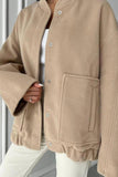 namcoverse Solid Stand Collar Large Pocket Coat