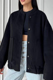 namcoverse Solid Stand Collar Large Pocket Coat