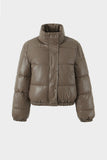 namcoverse Solid Stand Collar PU Cotton Jacket