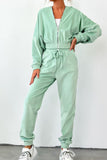 namcoverse Solid Zipper Hoodie Drawstring Long Pants Suits