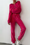 namcoverse Solid Zipper Hoodie Drawstring Long Pants Suits