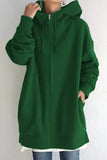 namcoverse Solid Zipper Mid-length Hoodie