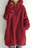 namcoverse Solid Zipper Mid-length Hoodie