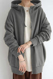 namcoverse Solid Zipper Mid-length Hoodie