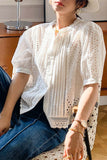 namcoverse Lace Crochet Button-Up Cotton Shirts